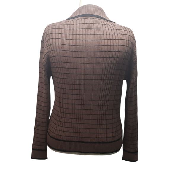 Brown Collared Knit Cardigan XL – Academia Style, Button-Up, Cozy Ribbed Texture - Picture 3 of 9